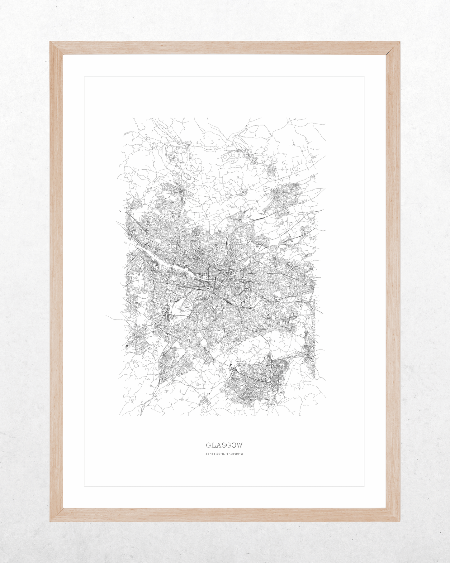 Glasgow - Minimalist City Map - Fine Art Print - White