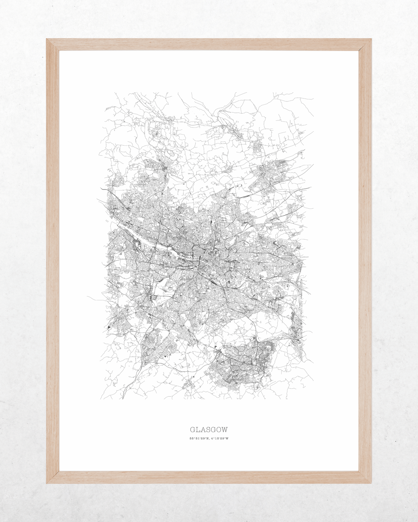Glasgow - Minimalist City Map - Fine Art Print - White