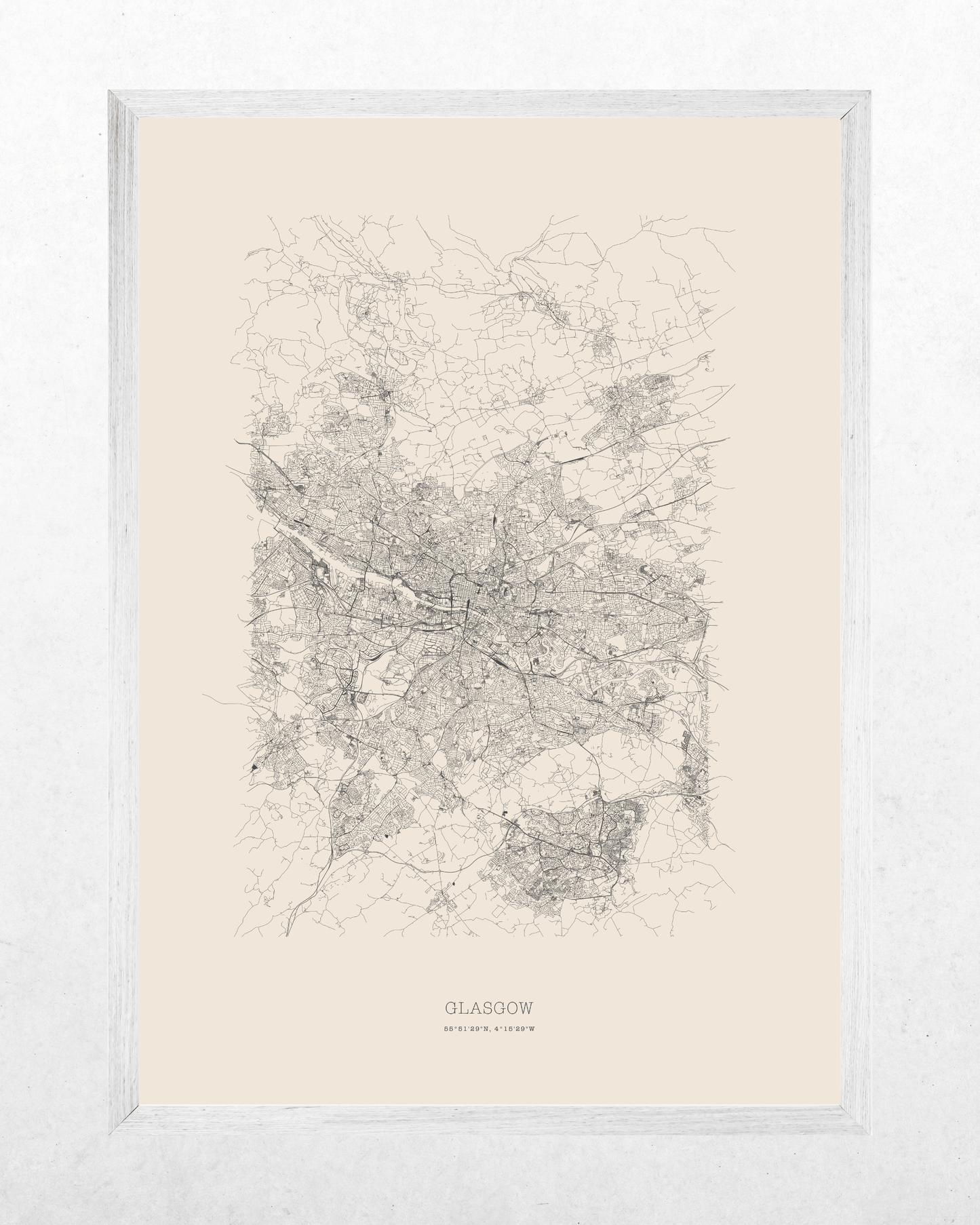 Glasgow - Minimalist City Map - Fine Art Print - Taupe