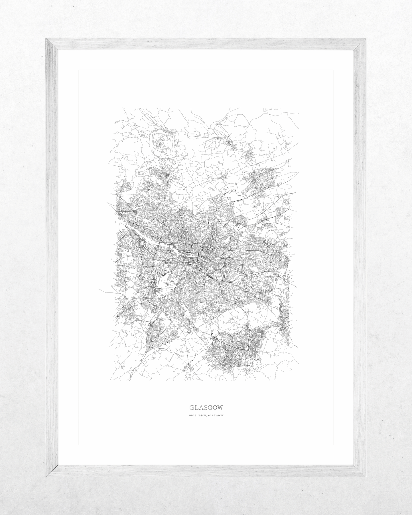 Glasgow - Minimalist City Map - Fine Art Print - White