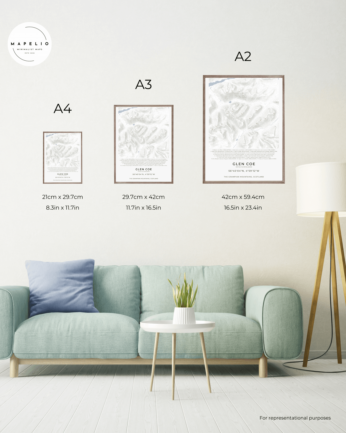 Glen Coe, Buachaille Etive Mòr & Surrounding peaks - Contour Map Print