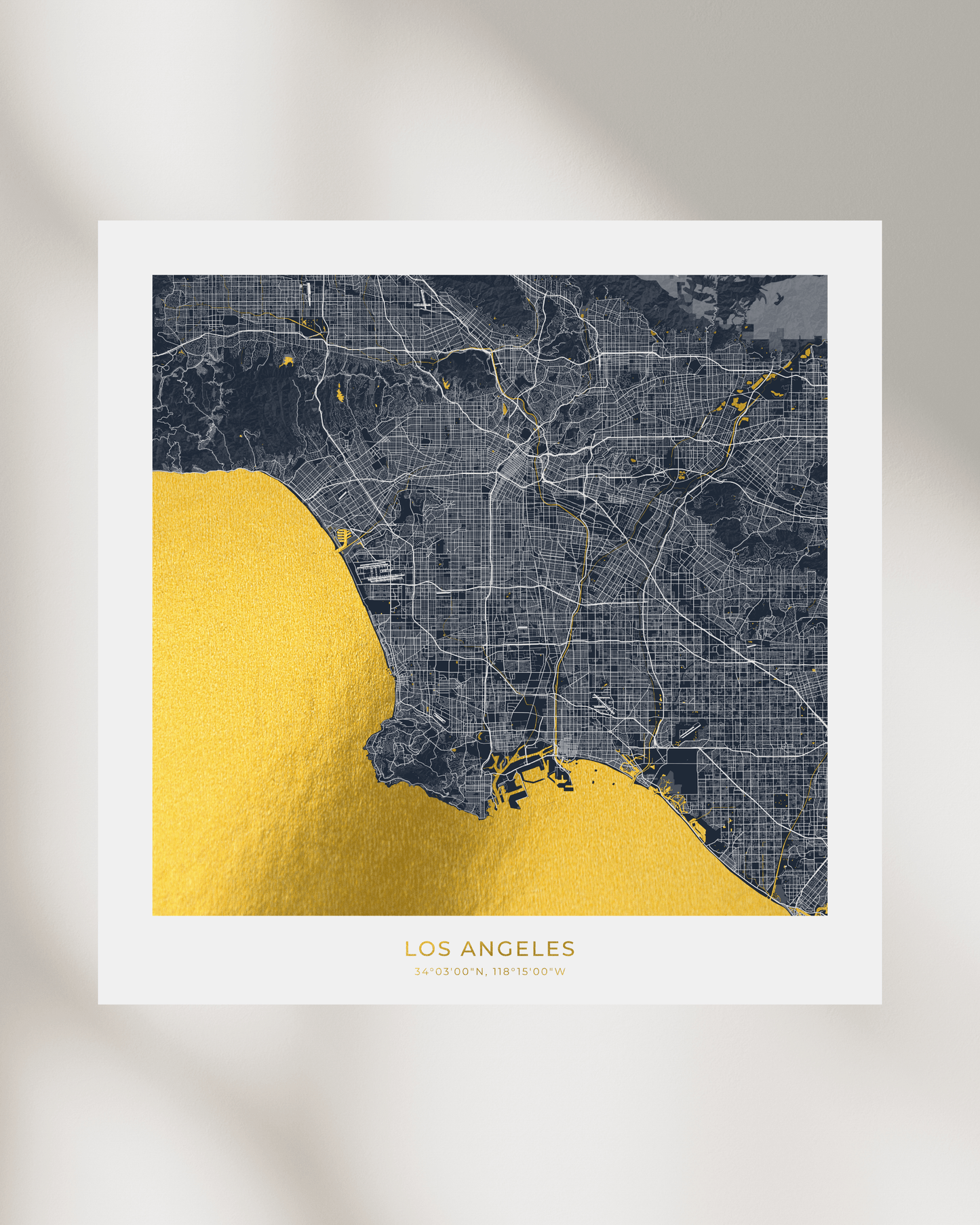 Map of Los Angeles - Gold Foil Fine Art Print