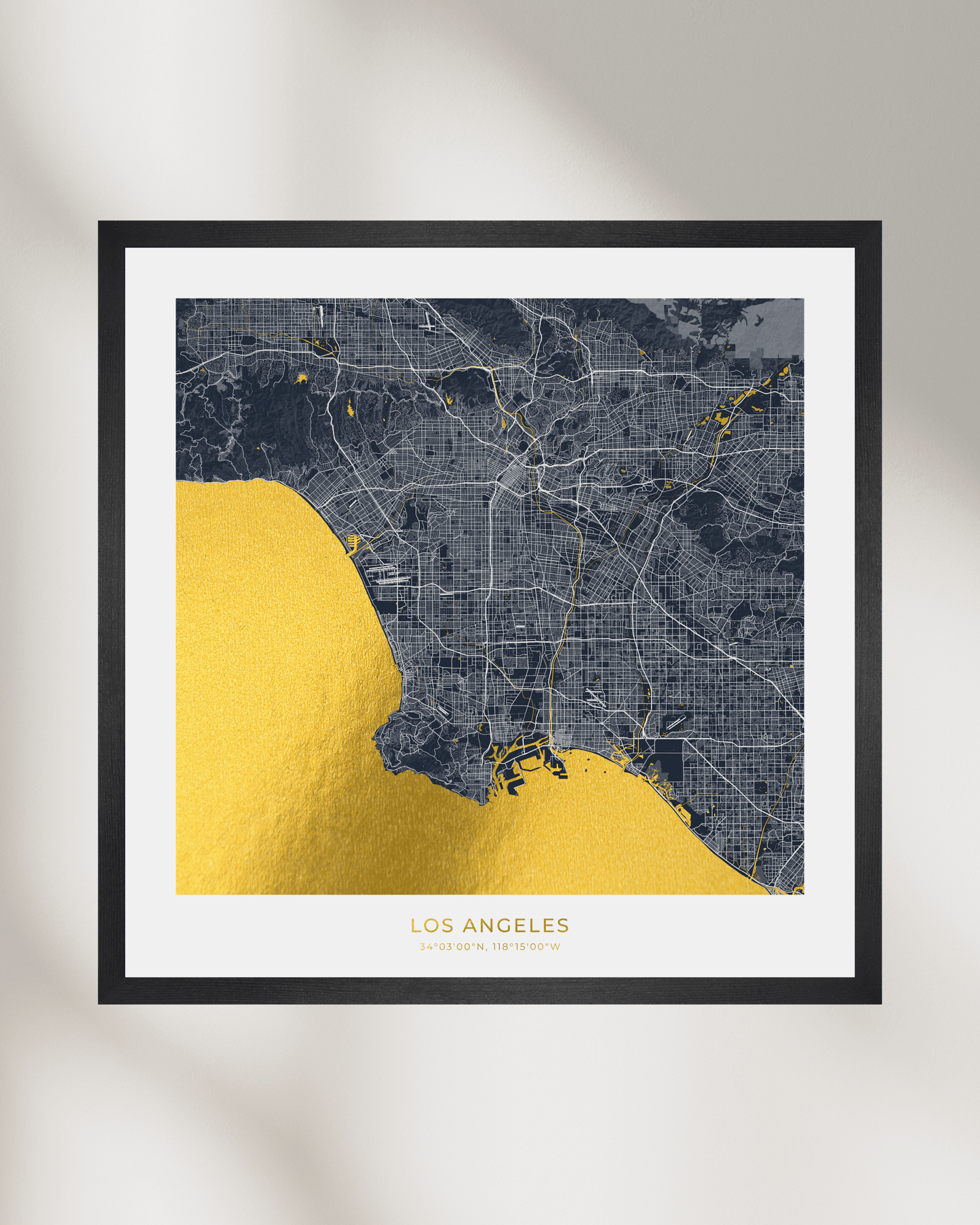 Map of Los Angeles - Gold Foil Fine Art Print