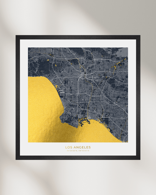 Map of Los Angeles - Gold Foil Fine Art Print