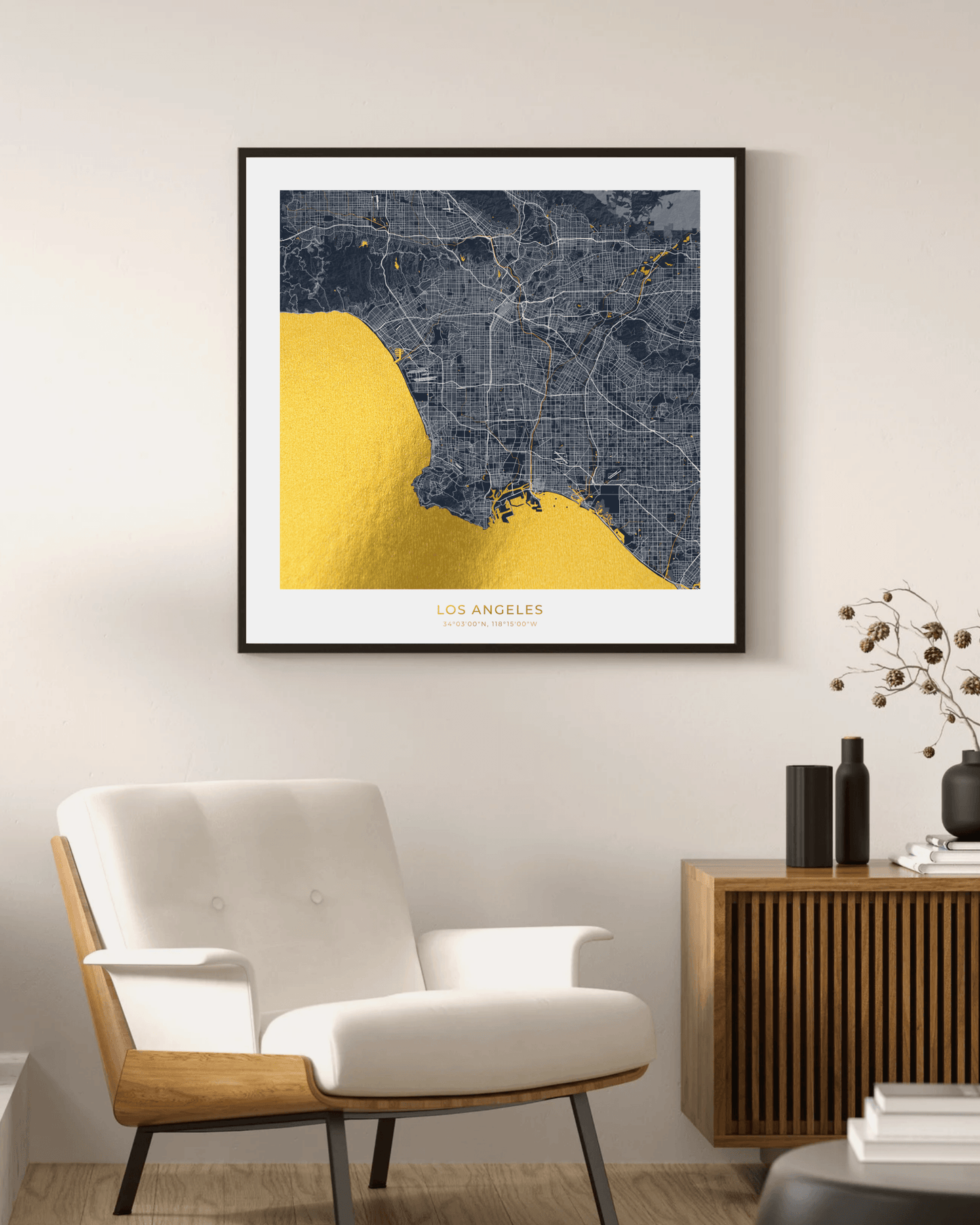 Map of Los Angeles - Gold Foil Fine Art Print
