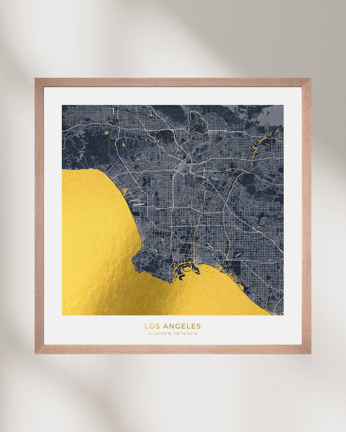 Map of Los Angeles - Gold Foil Fine Art Print