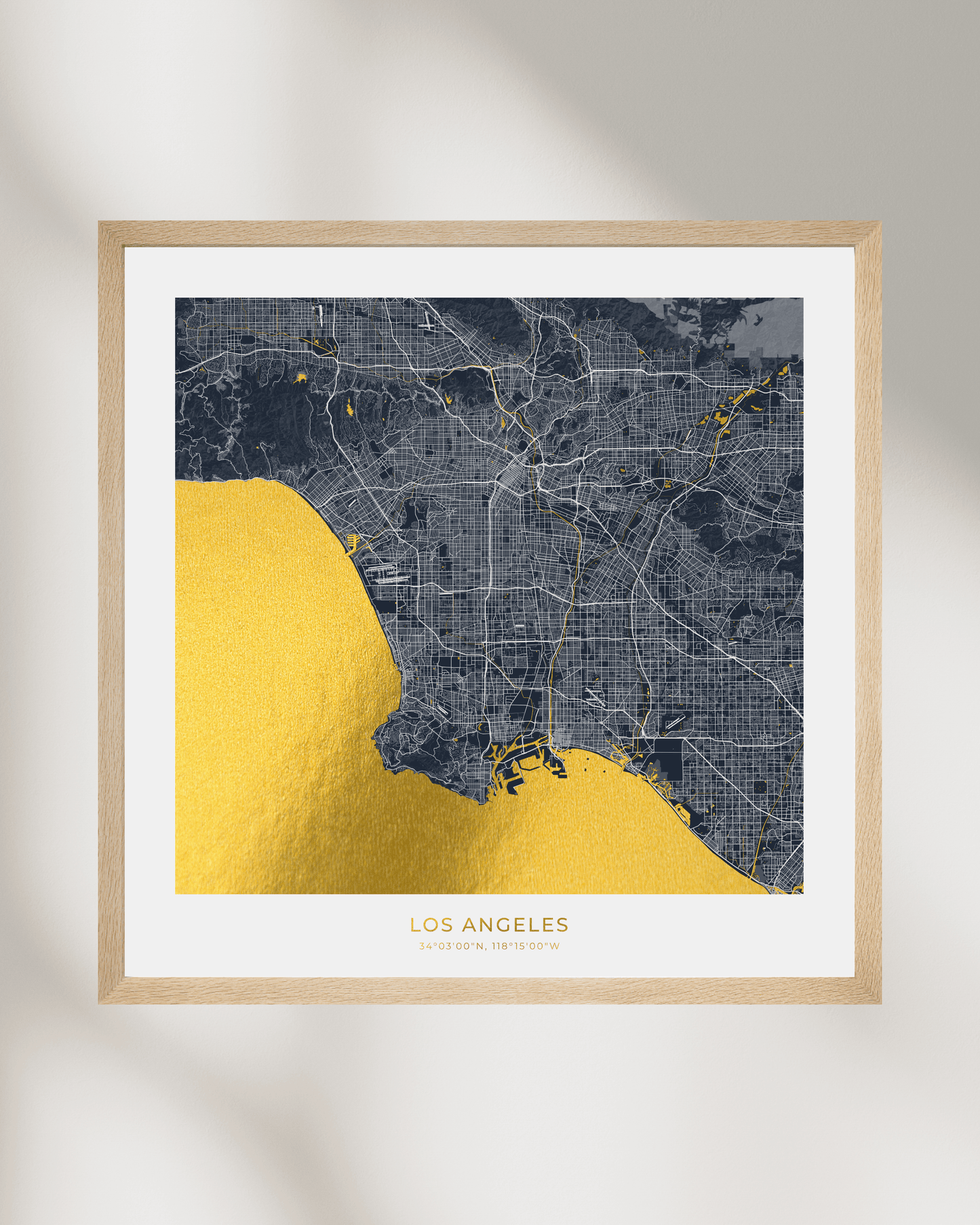 Map of Los Angeles - Gold Foil Fine Art Print