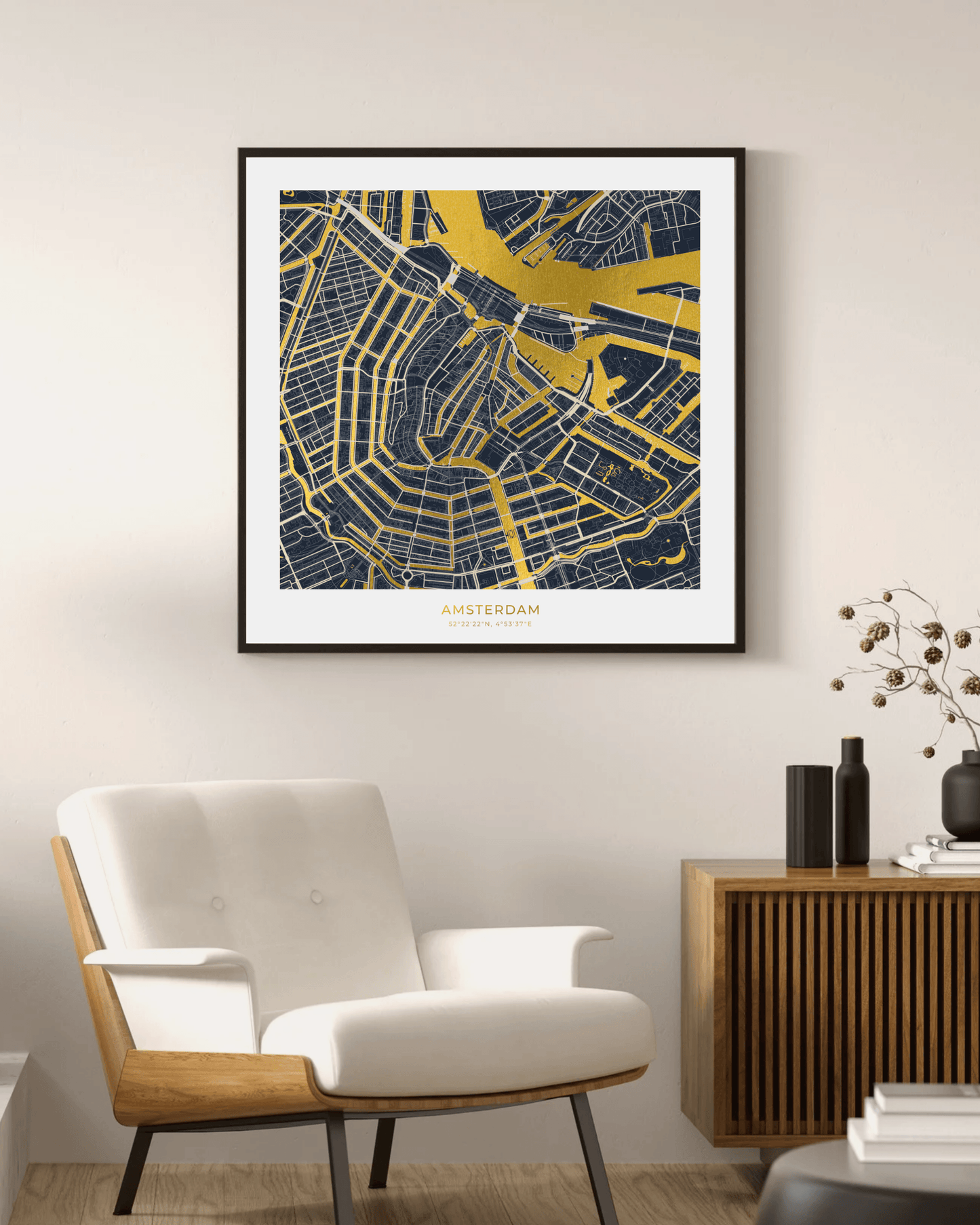 Map of Amsterdam - Gold Foil Fine Art Print