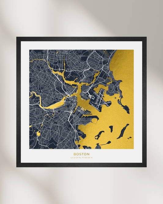 Map of Boston - Gold Foil Fine Art Print