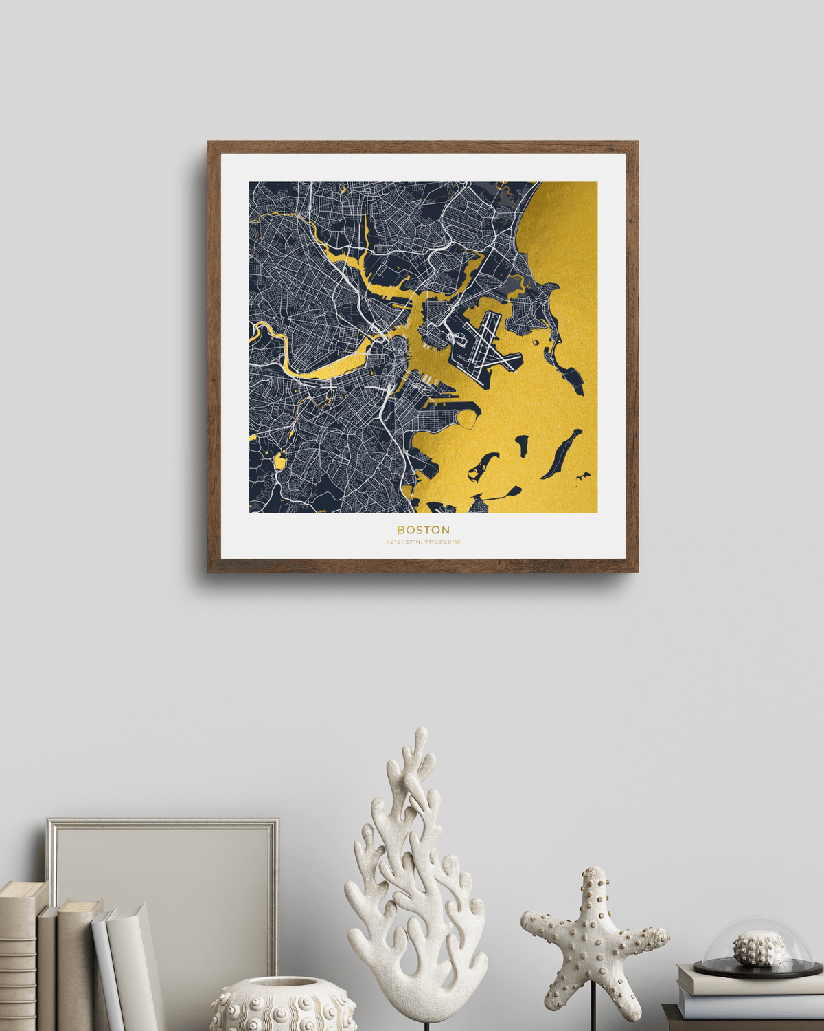 Map of Boston - Gold Foil Fine Art Print