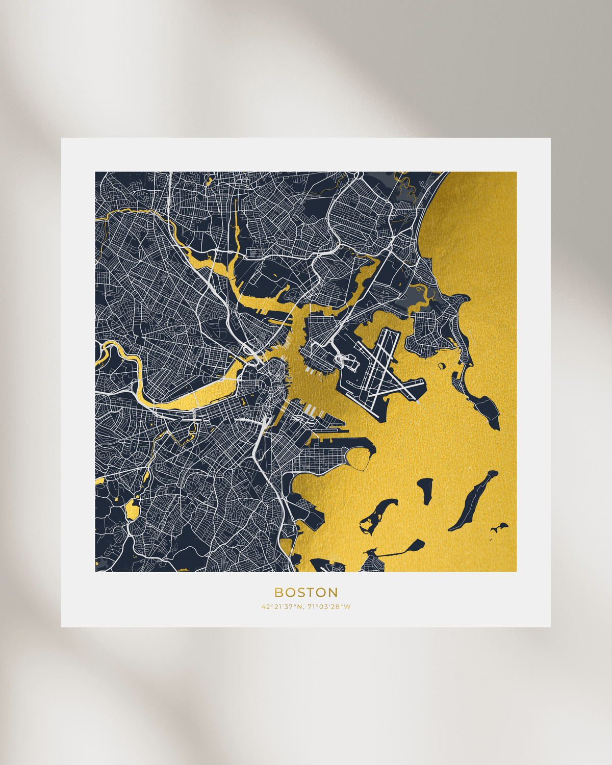 Map of Boston - Gold Foil Fine Art Print