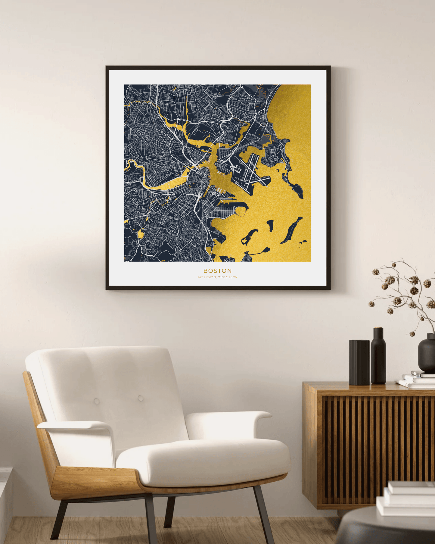 Map of Boston - Gold Foil Fine Art Print