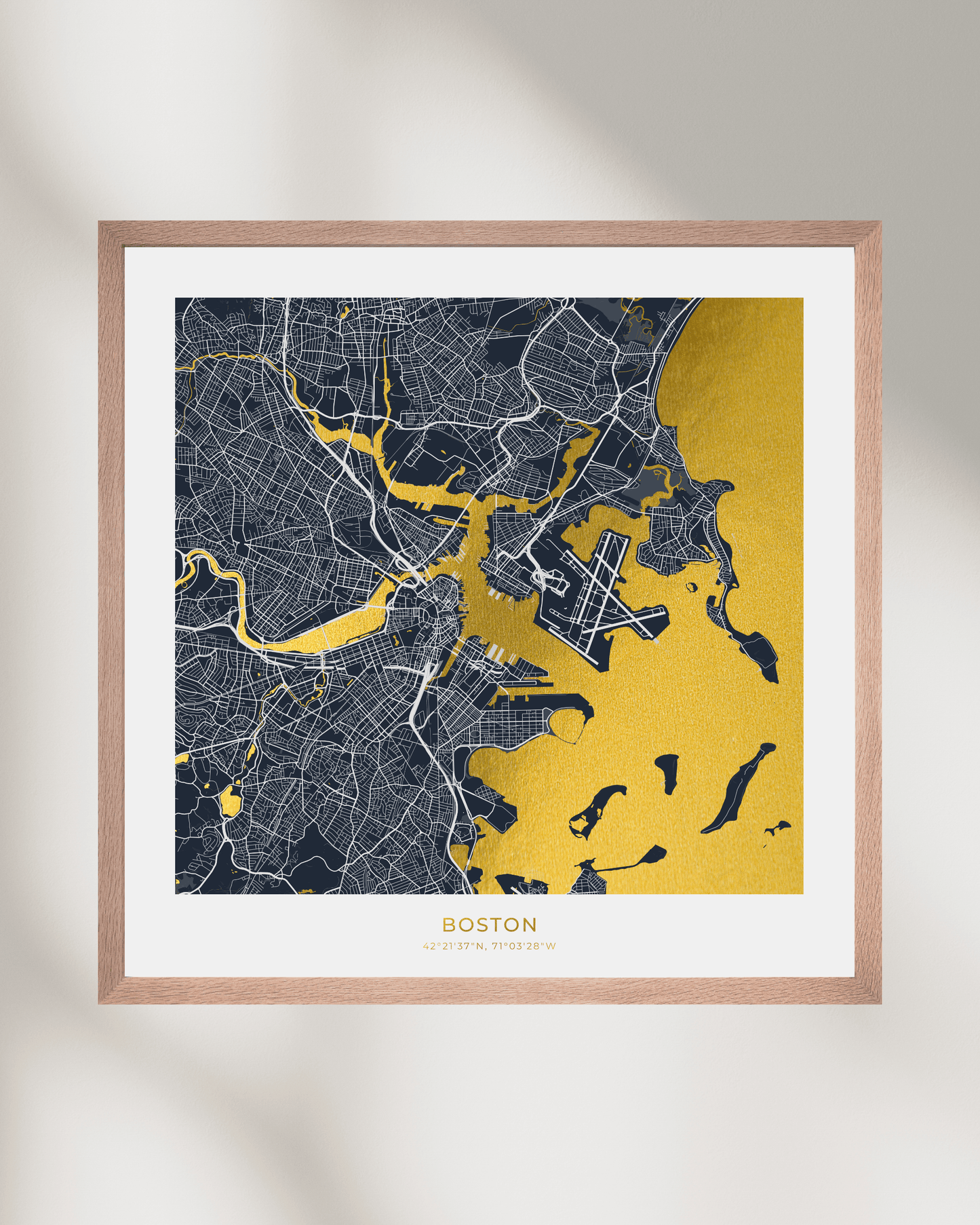 Map of Boston - Gold Foil Fine Art Print