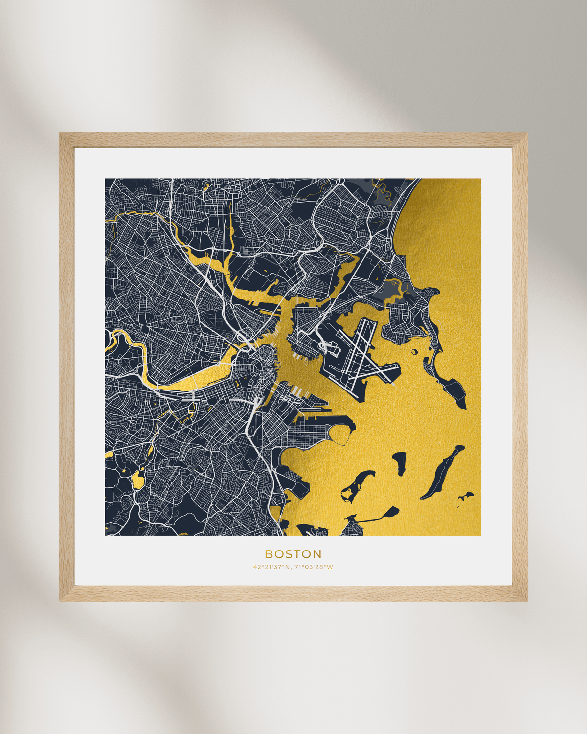 Map of Boston - Gold Foil Fine Art Print