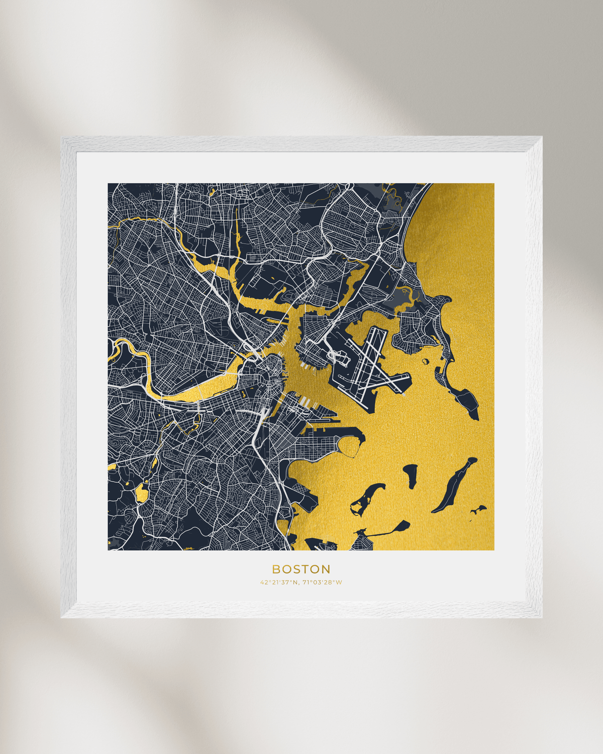 Map of Boston - Gold Foil Fine Art Print