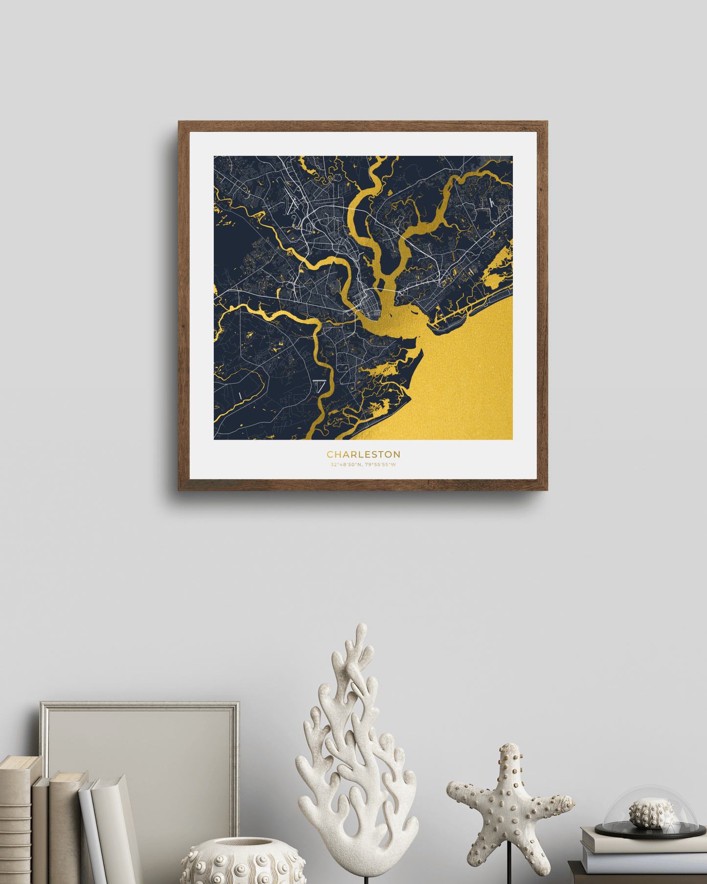 Map of Charleston - Gold Foil Fine Art Print