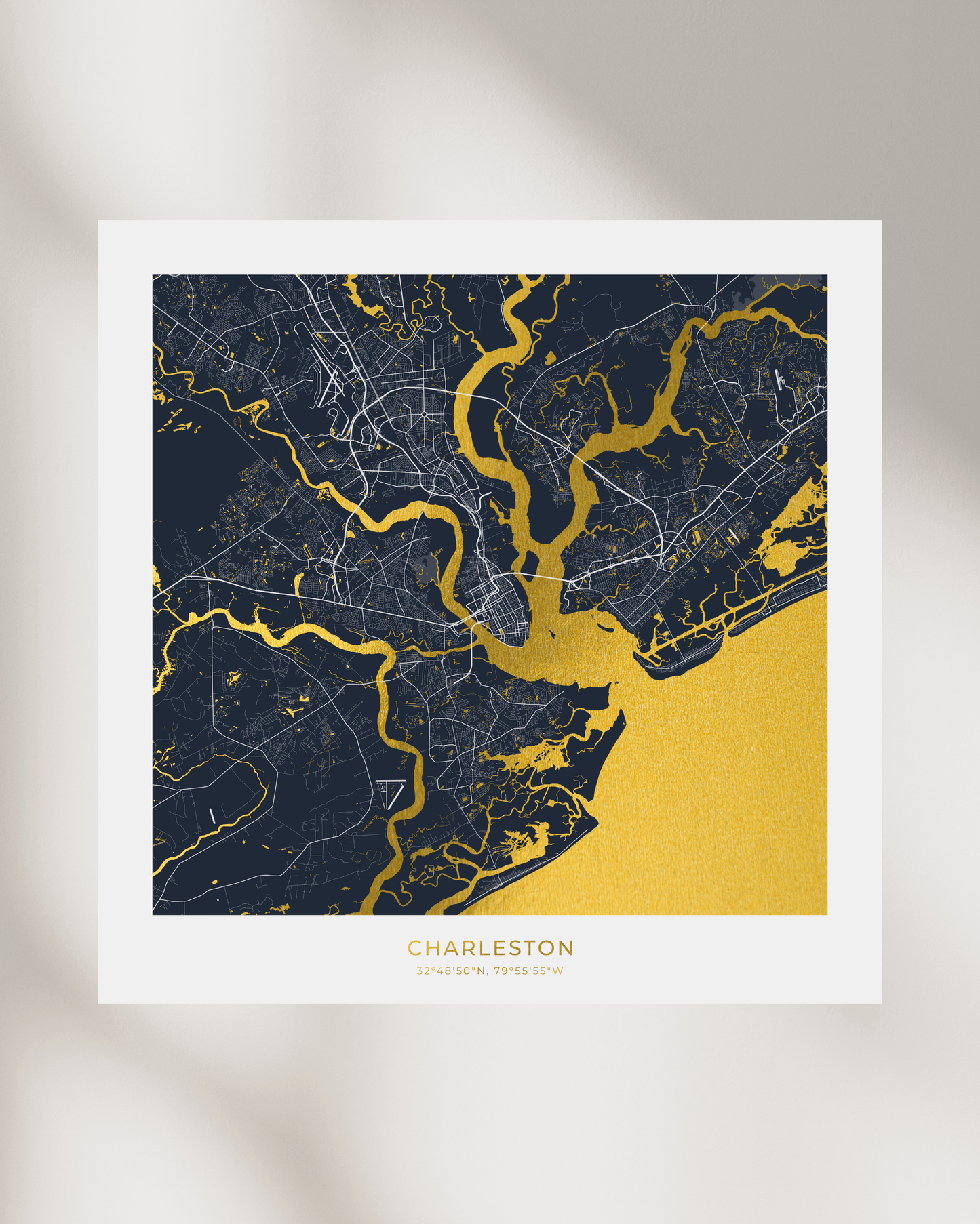Map of Charleston - Gold Foil Fine Art Print