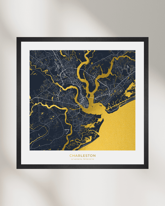 Map of Charleston - Gold Foil Fine Art Print