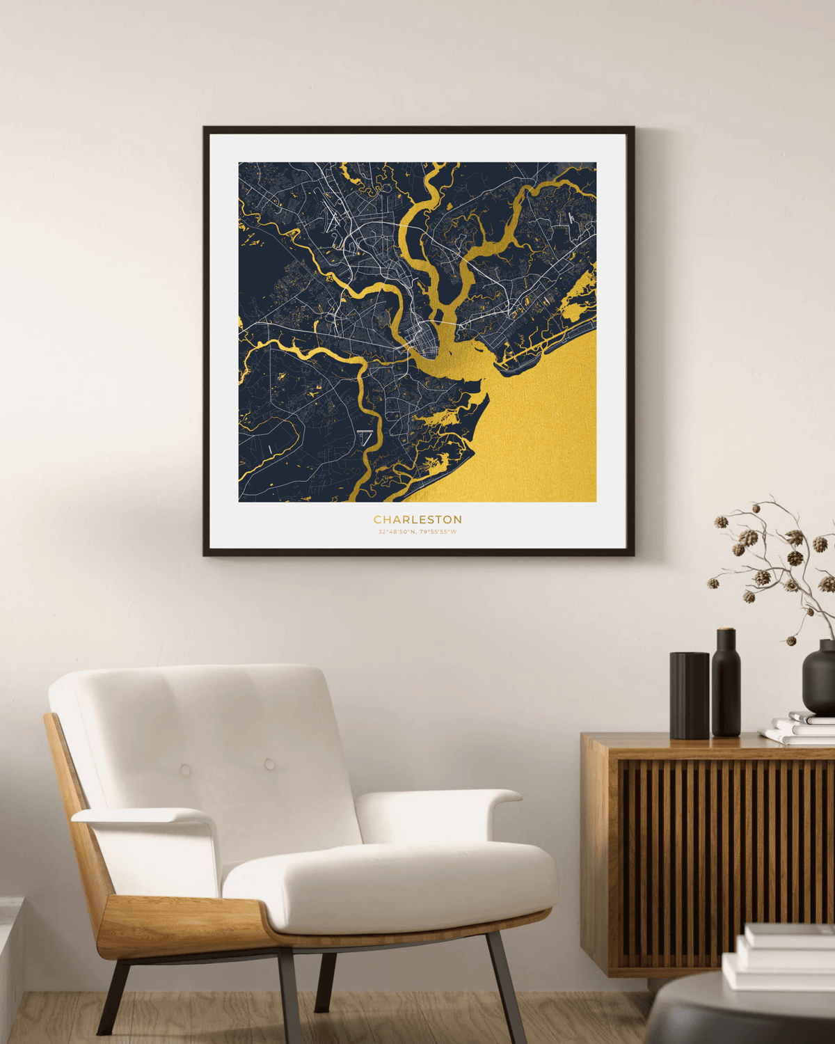Map of Charleston - Gold Foil Fine Art Print