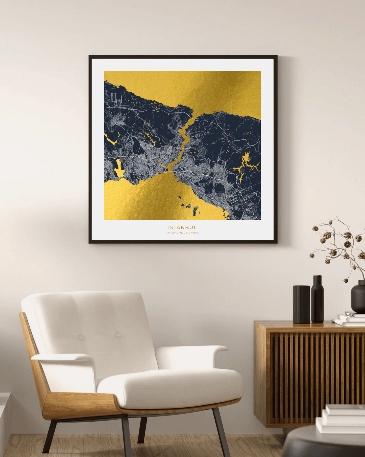 Map of Istanbul - Gold Foil Fine Art Print