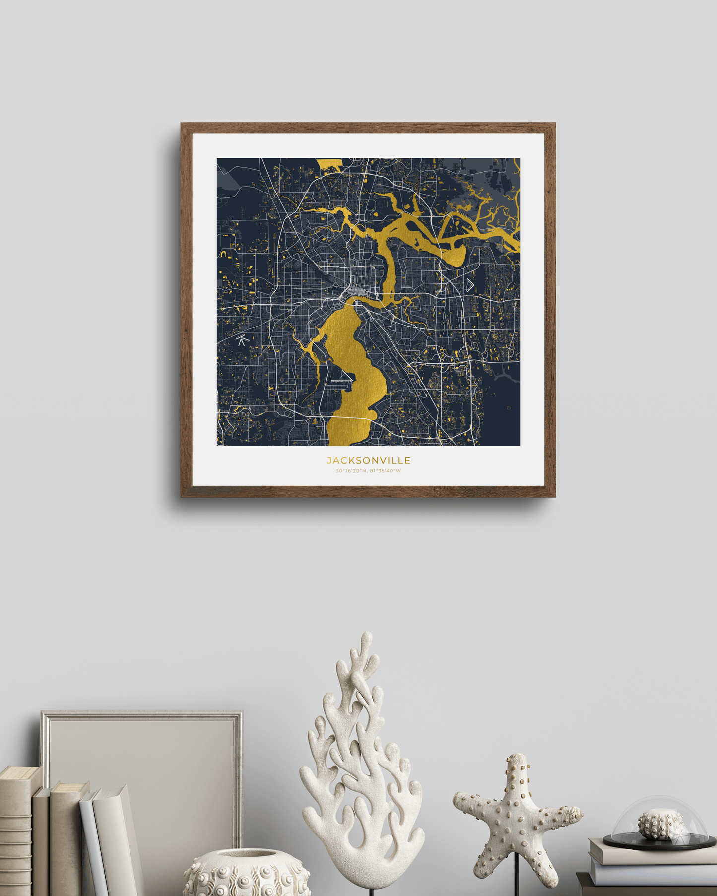Map of Jacksonville - Gold Foil Fine Art Print