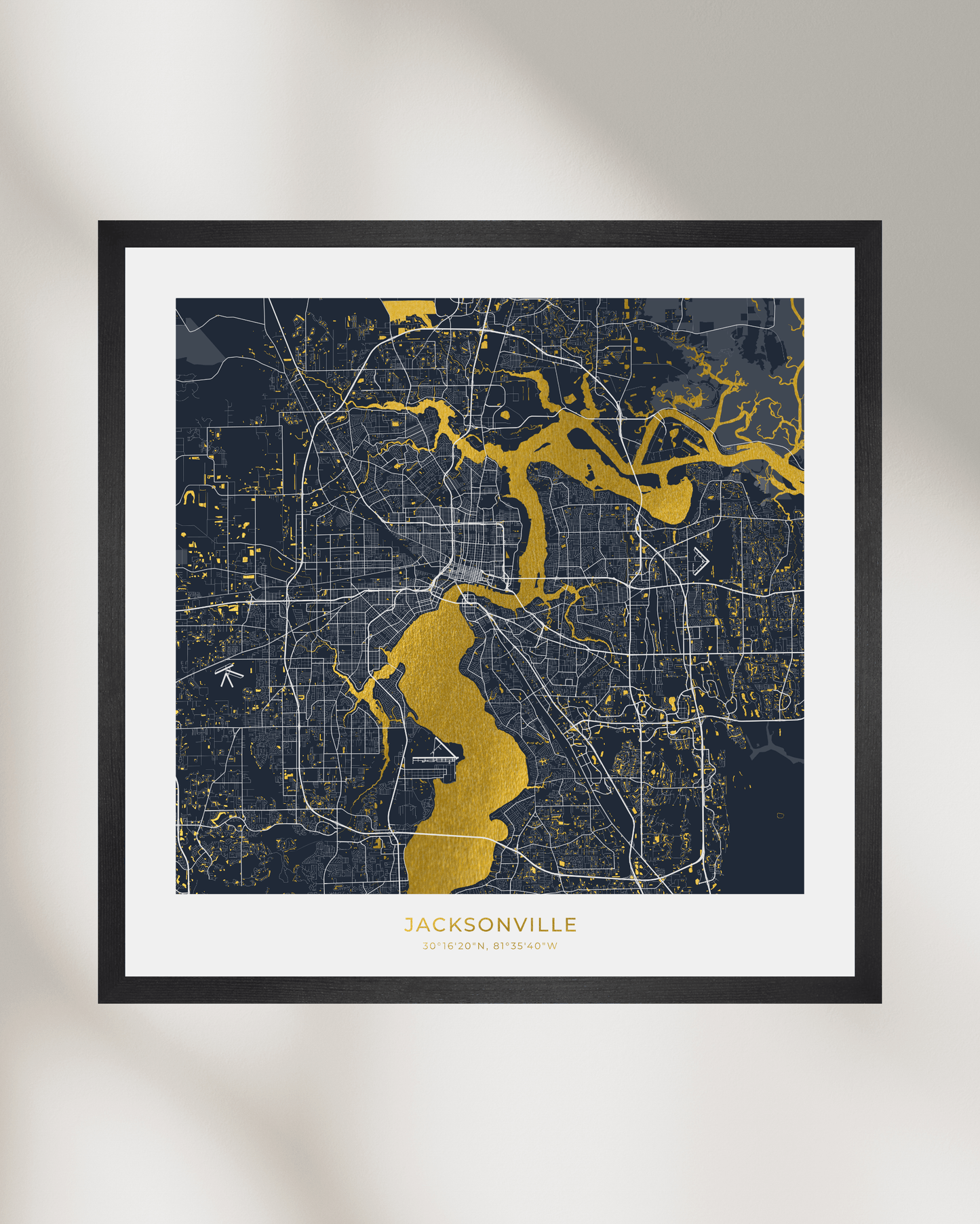 Map of Jacksonville - Gold Foil Fine Art Print