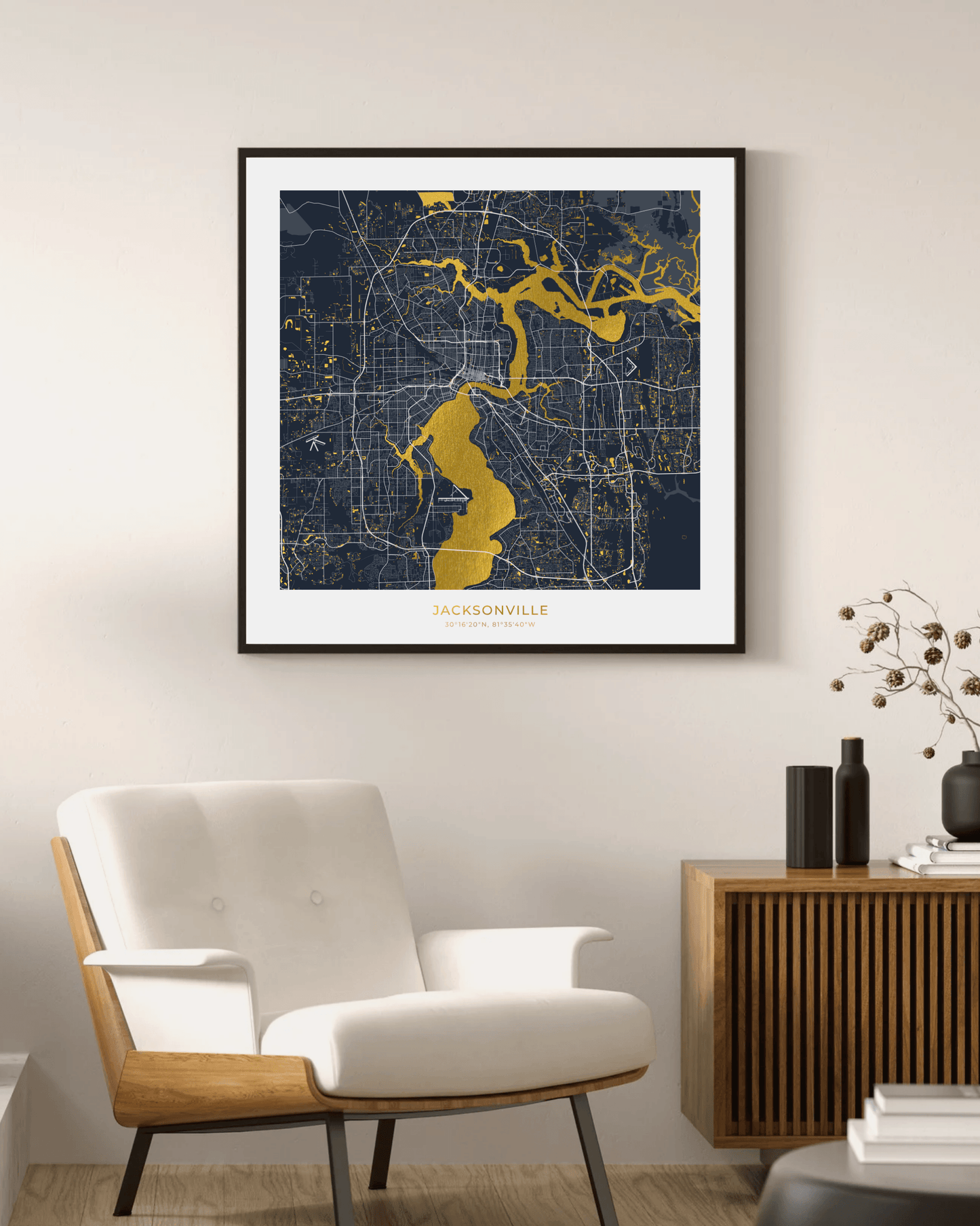 Map of Jacksonville - Gold Foil Fine Art Print