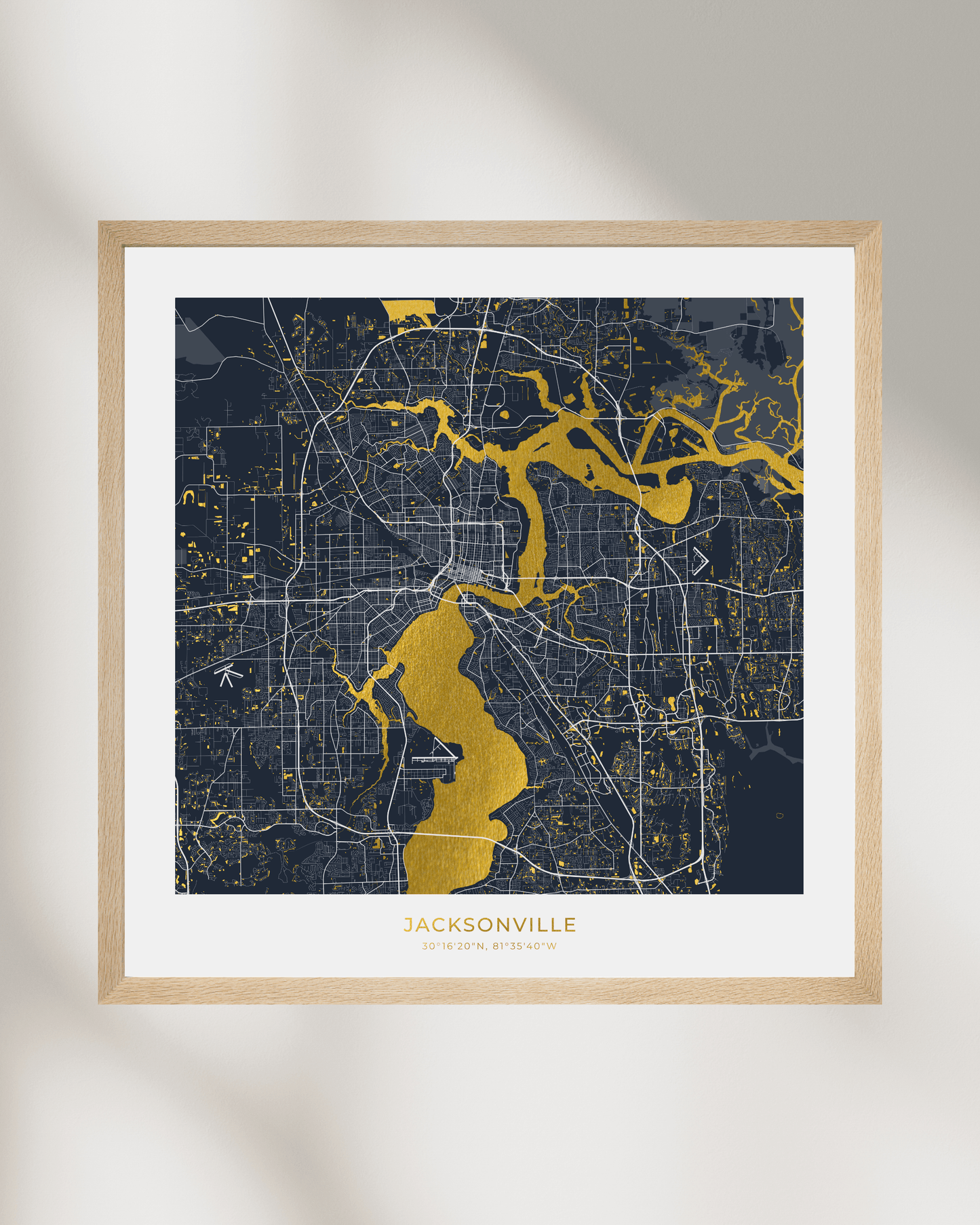 Map of Jacksonville - Gold Foil Fine Art Print