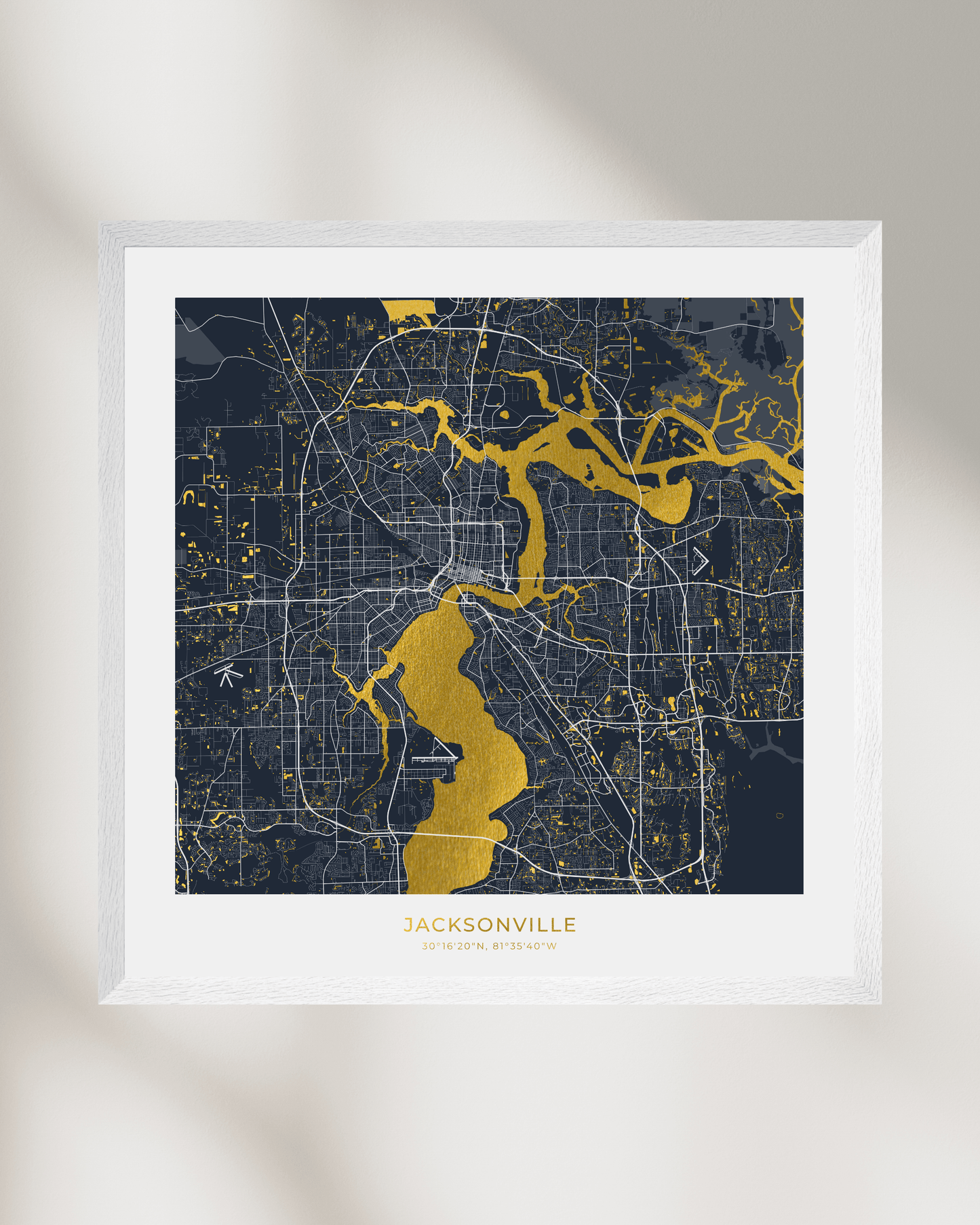 Map of Jacksonville - Gold Foil Fine Art Print