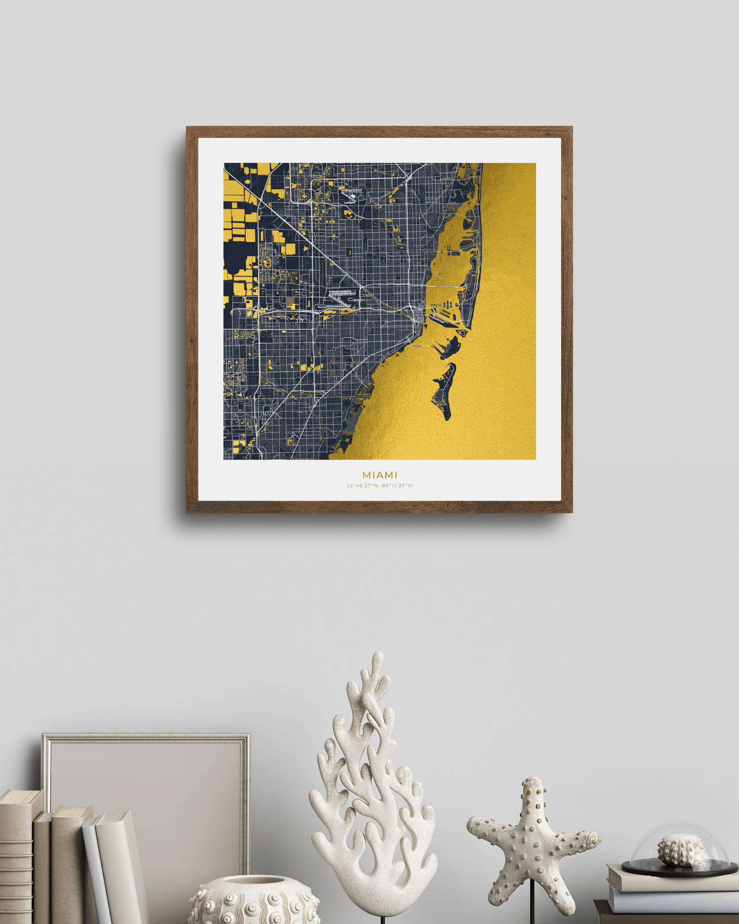 Map of Miami - Gold Foil Fine Art Print