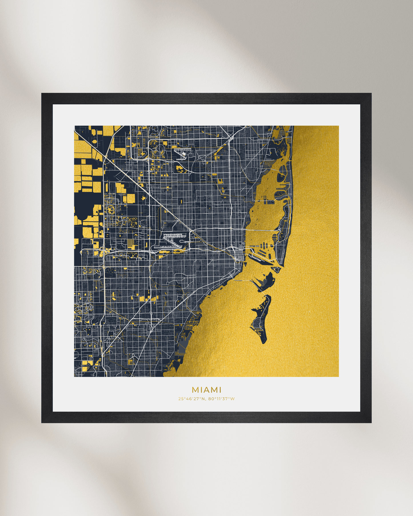 Map of Miami - Gold Foil Fine Art Print
