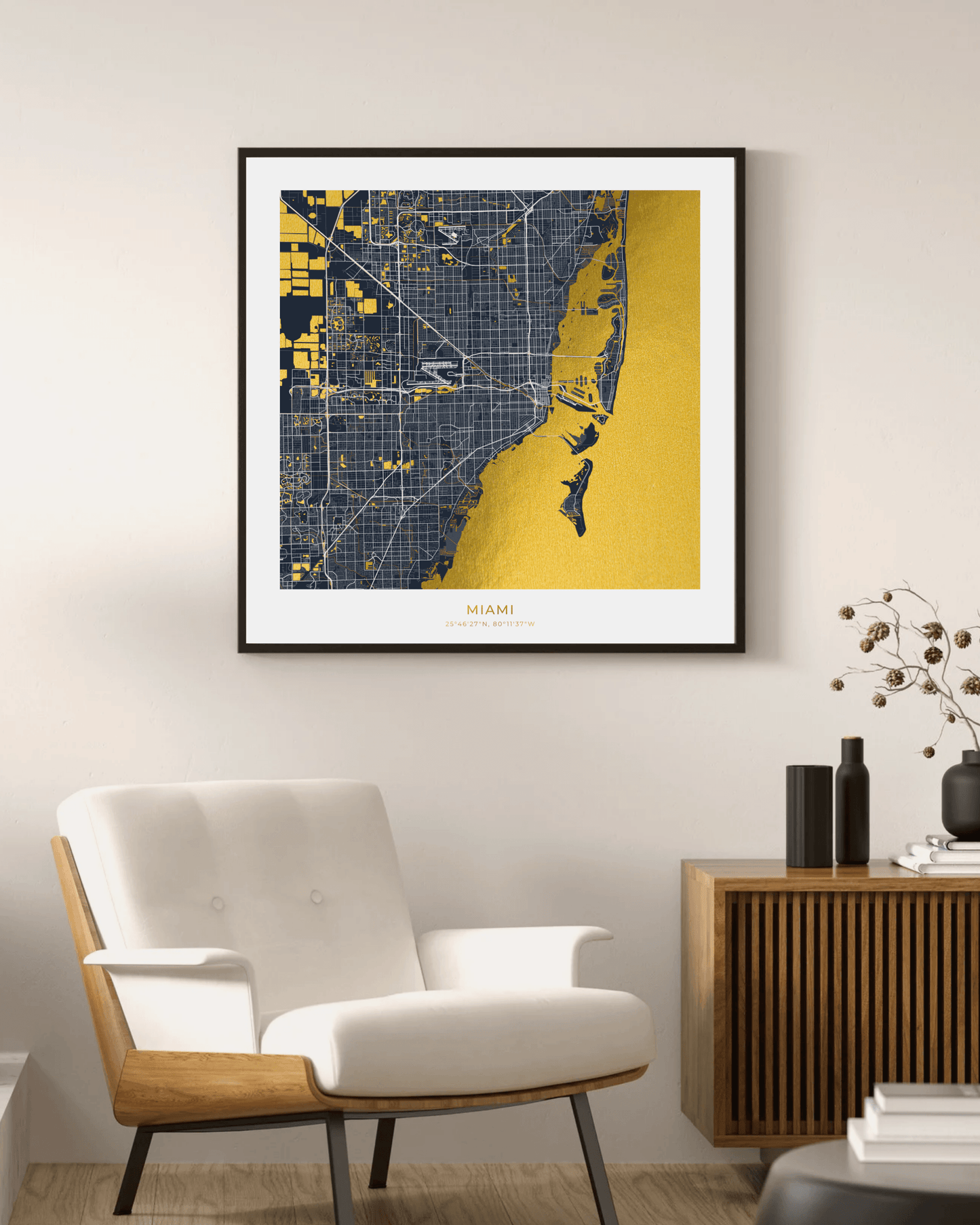 Map of Miami - Gold Foil Fine Art Print