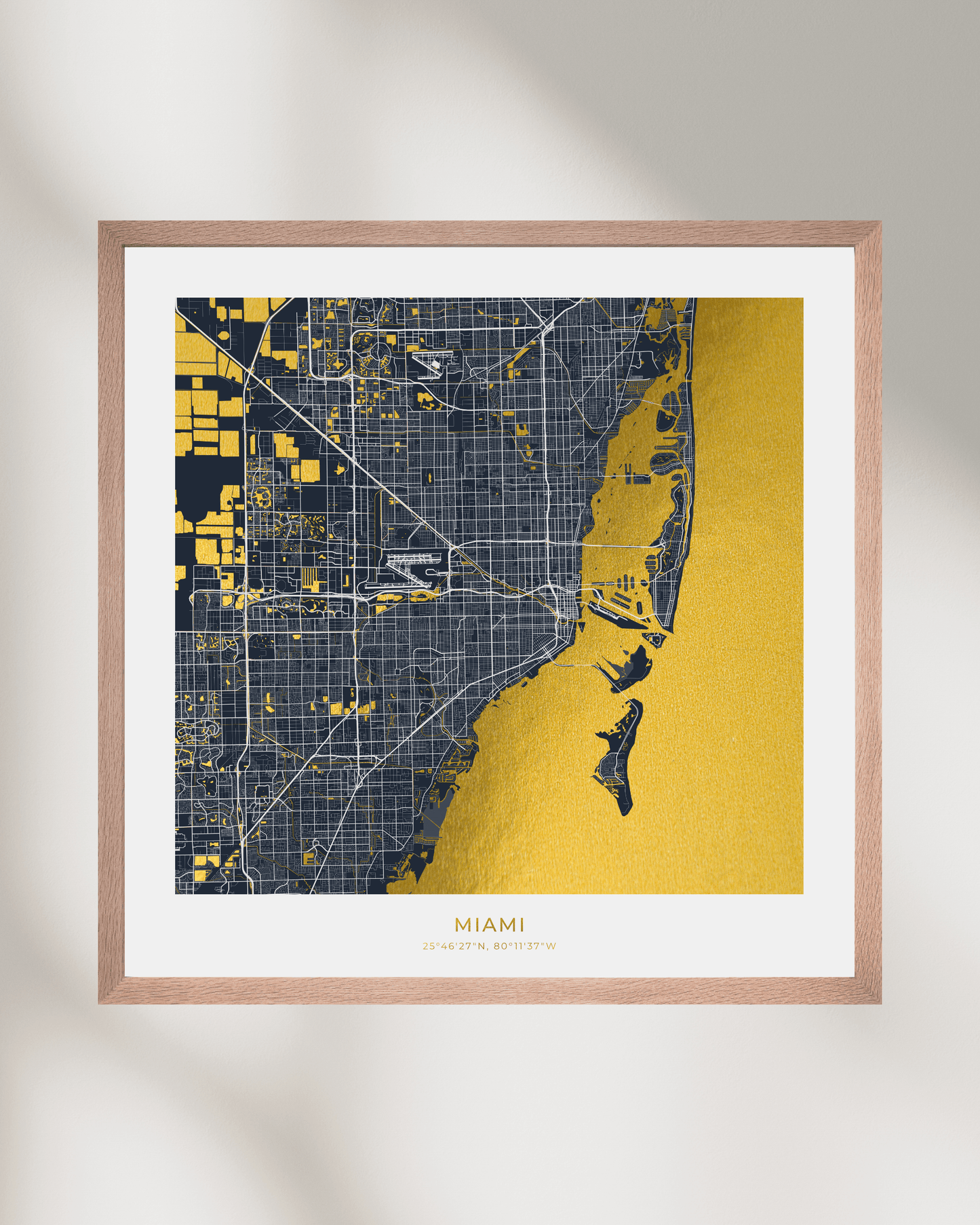 Map of Miami - Gold Foil Fine Art Print