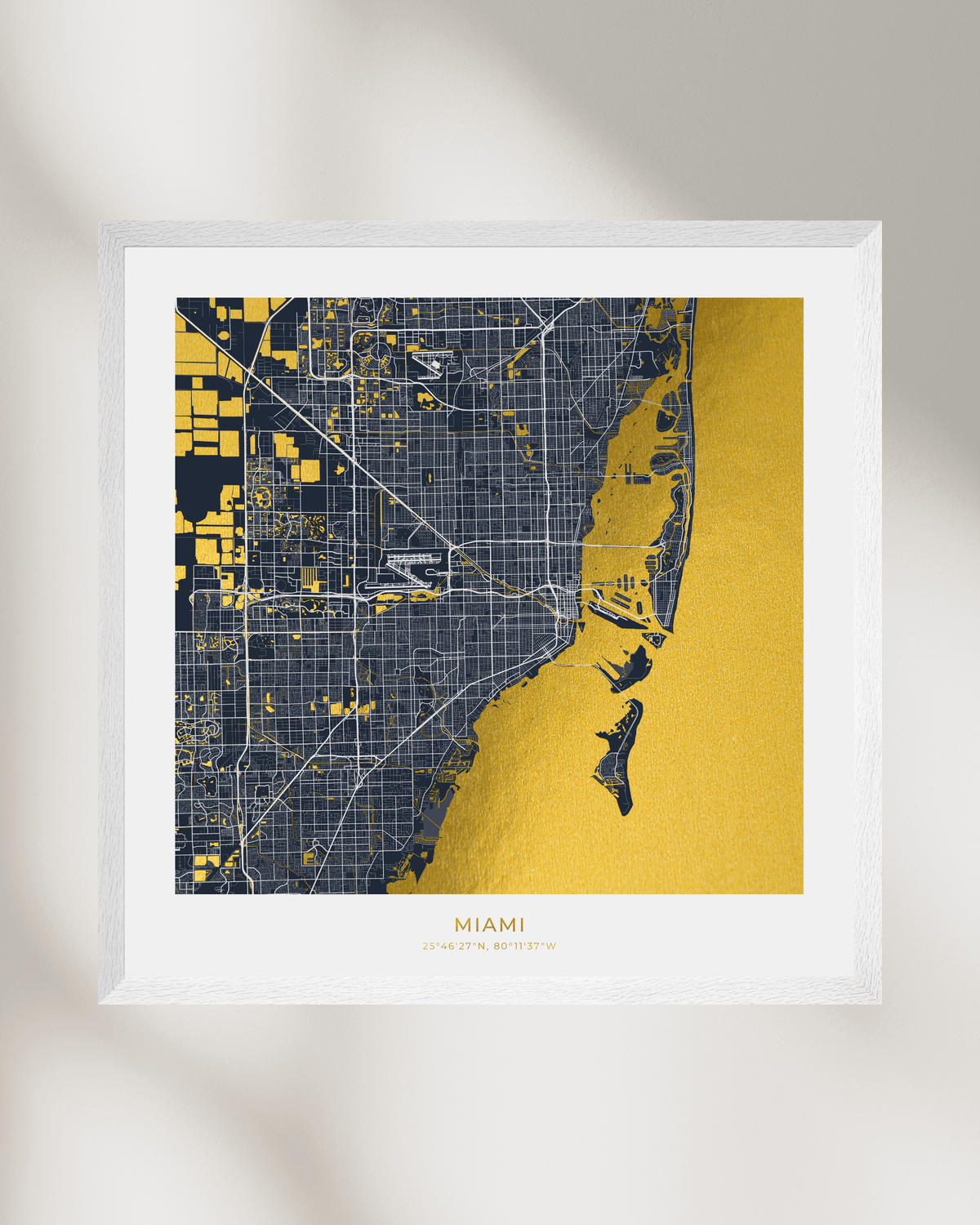 Map of Miami - Gold Foil Fine Art Print