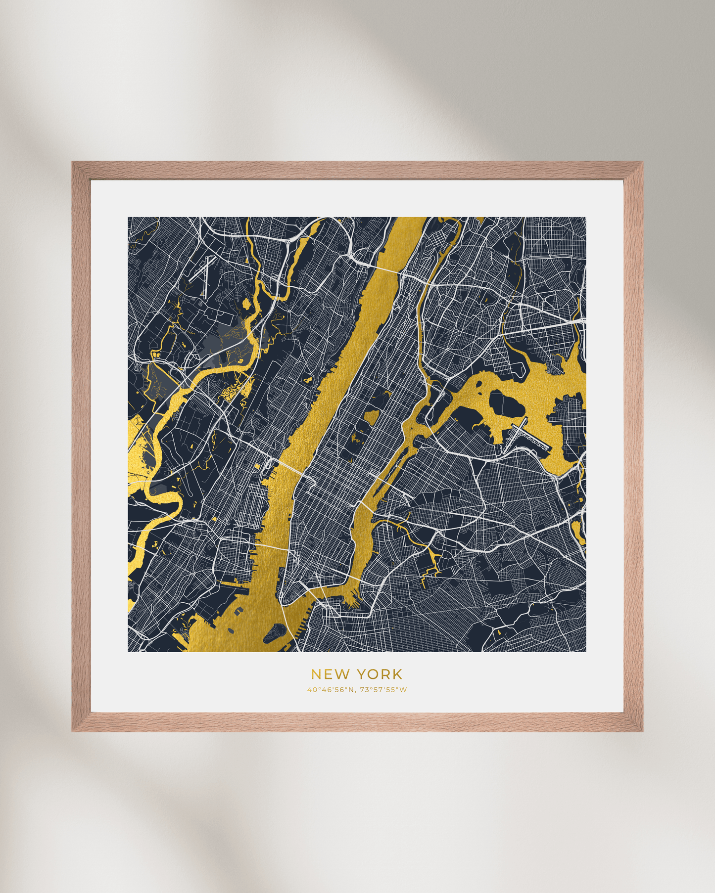 Map of New York (Manhattan) - Gold Foil Fine Art Print