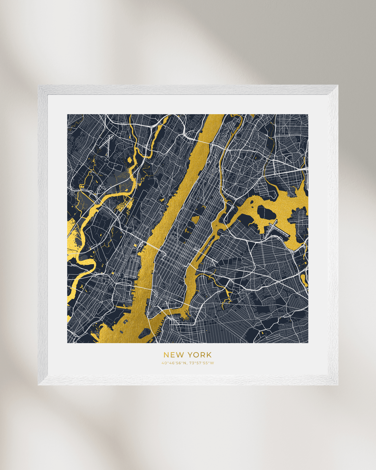 Map of New York (Manhattan) - Gold Foil Fine Art Print