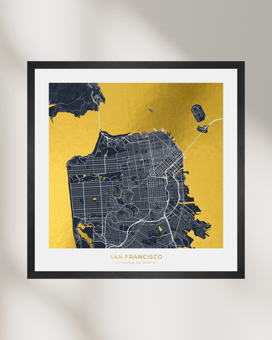 Map of San Francisco - Gold Foil Fine Art Print