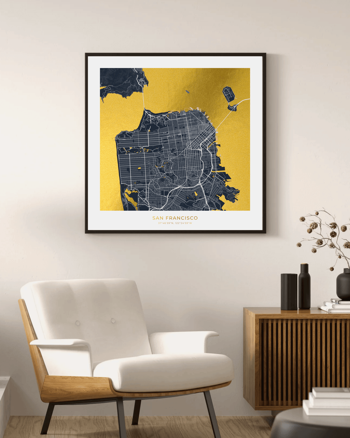 Map of San Francisco - Gold Foil Fine Art Print