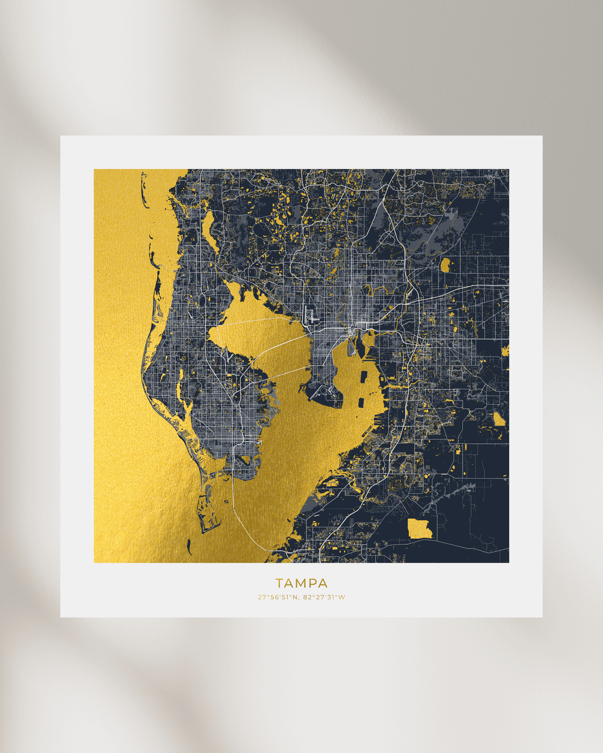 Map of Tampa - Gold Foil Fine Art Print