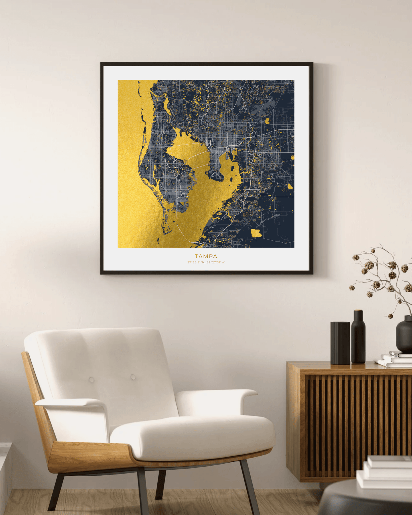 Map of Tampa - Gold Foil Fine Art Print
