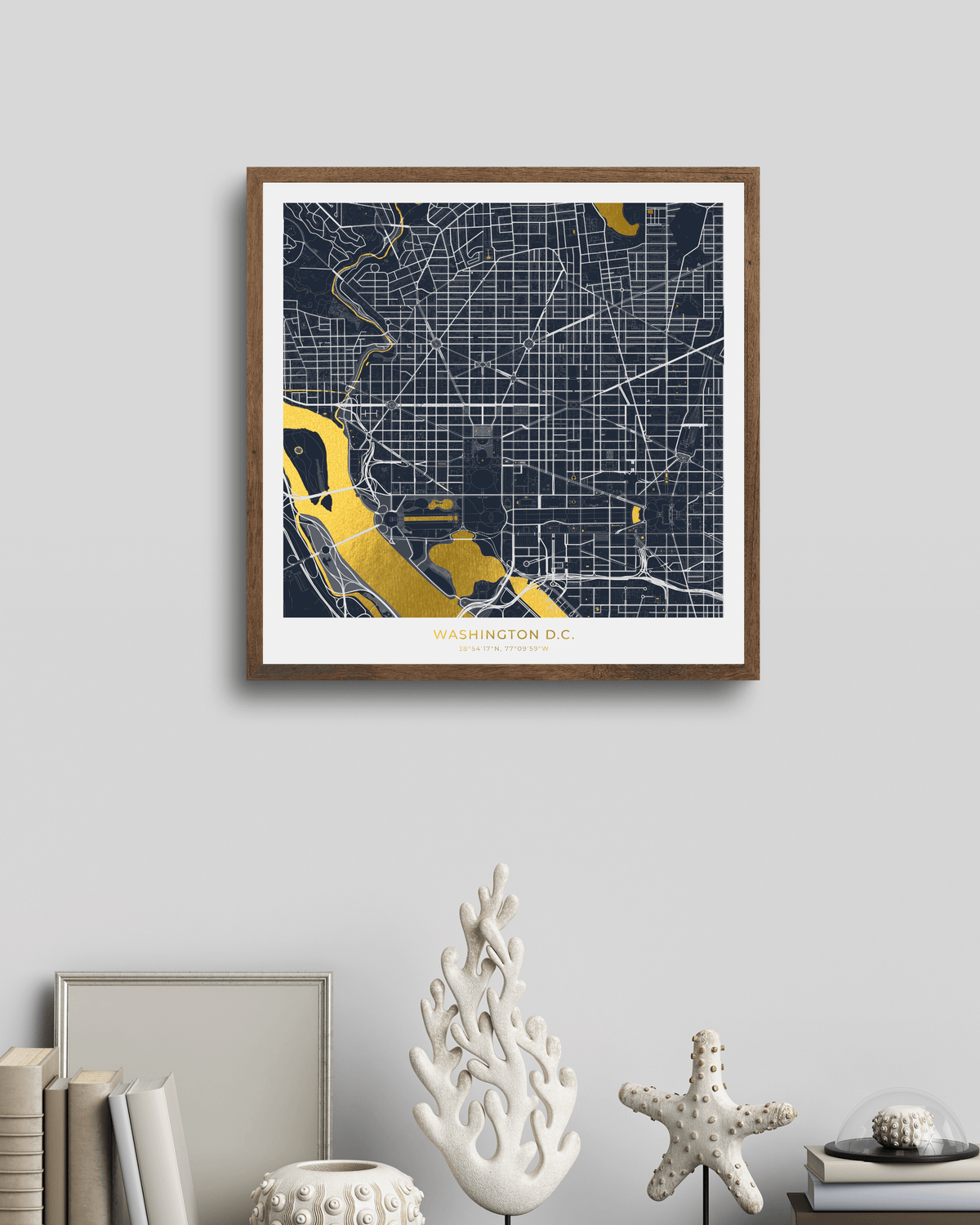 Map of Washington D.C. - Gold Foil Fine Art Print