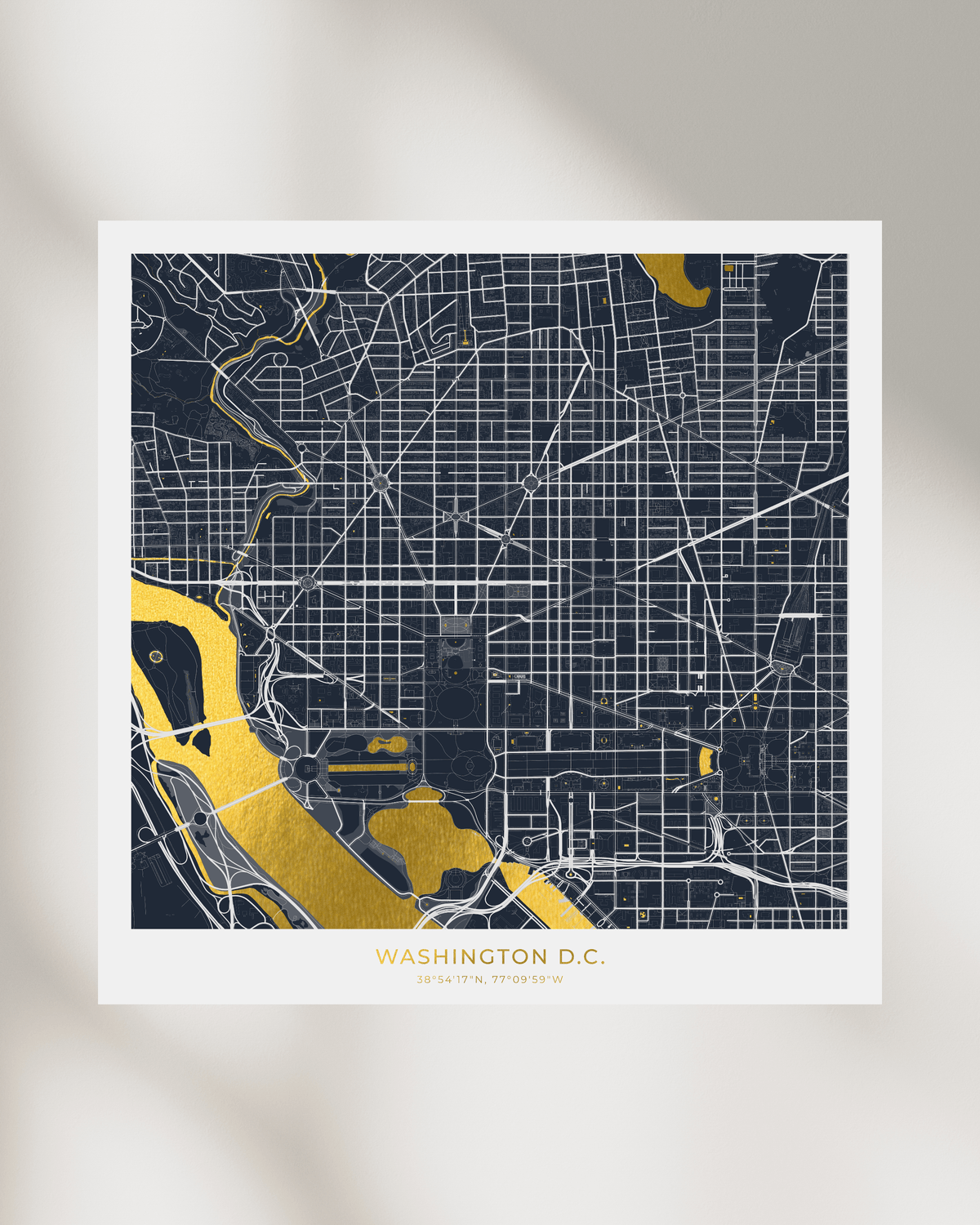Map of Washington D.C. - Gold Foil Fine Art Print