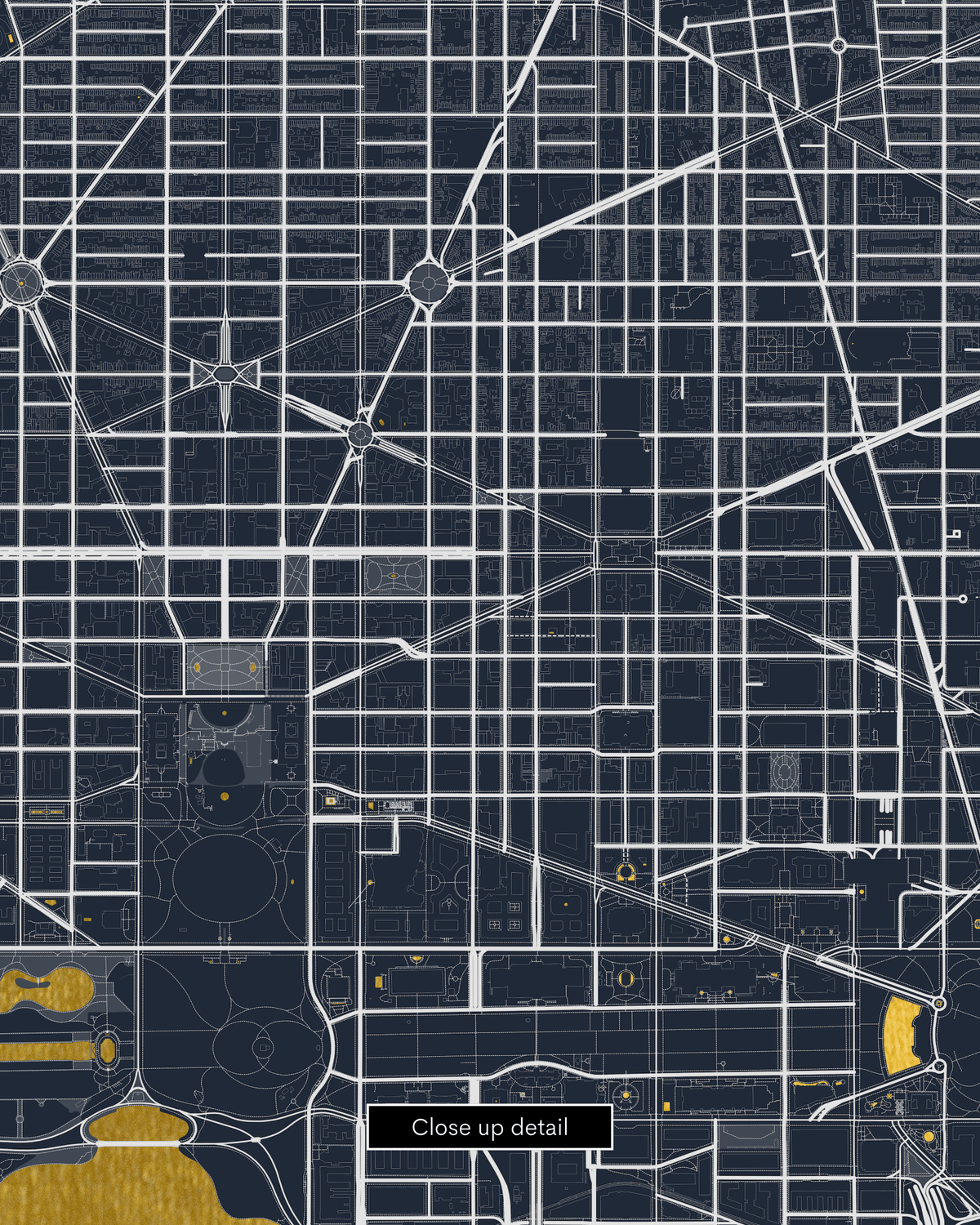 Map of Washington D.C. - Gold Foil Fine Art Print