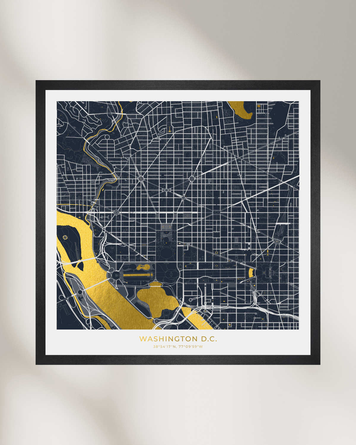 Map of Washington D.C. - Gold Foil Fine Art Print