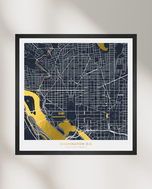 Map of Washington D.C. - Gold Foil Fine Art Print