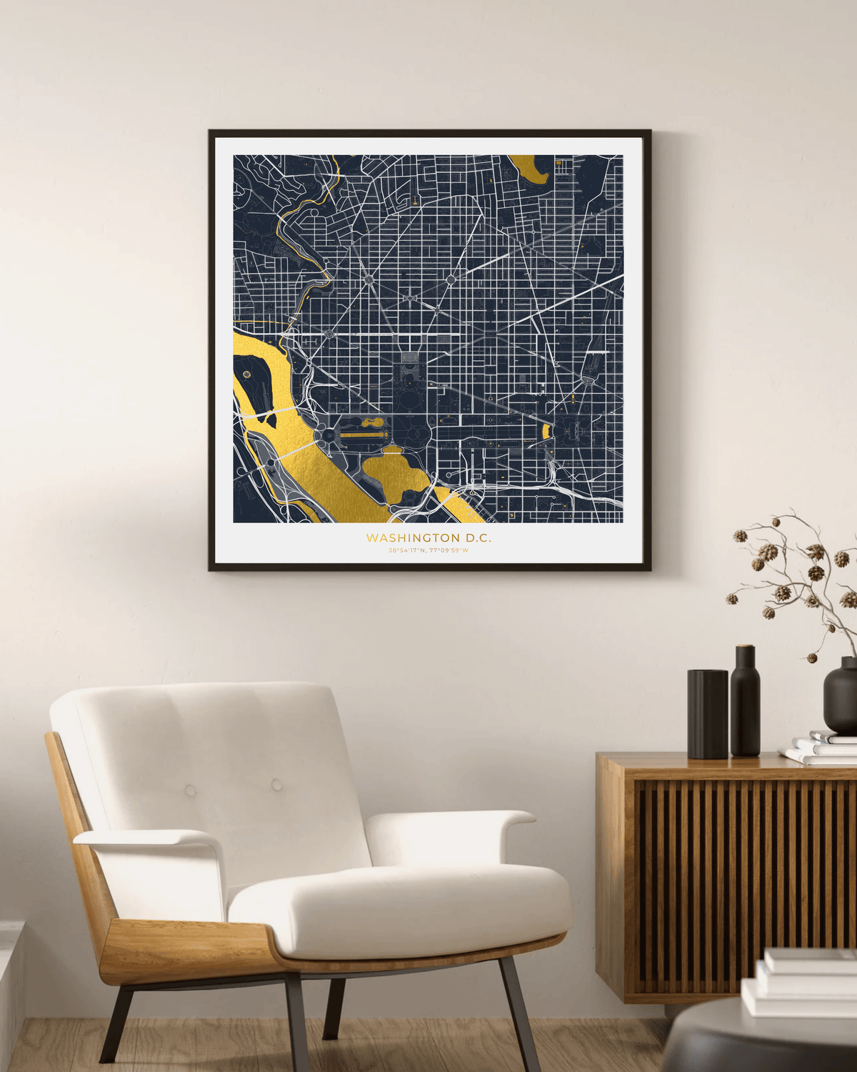 Map of Washington D.C. - Gold Foil Fine Art Print
