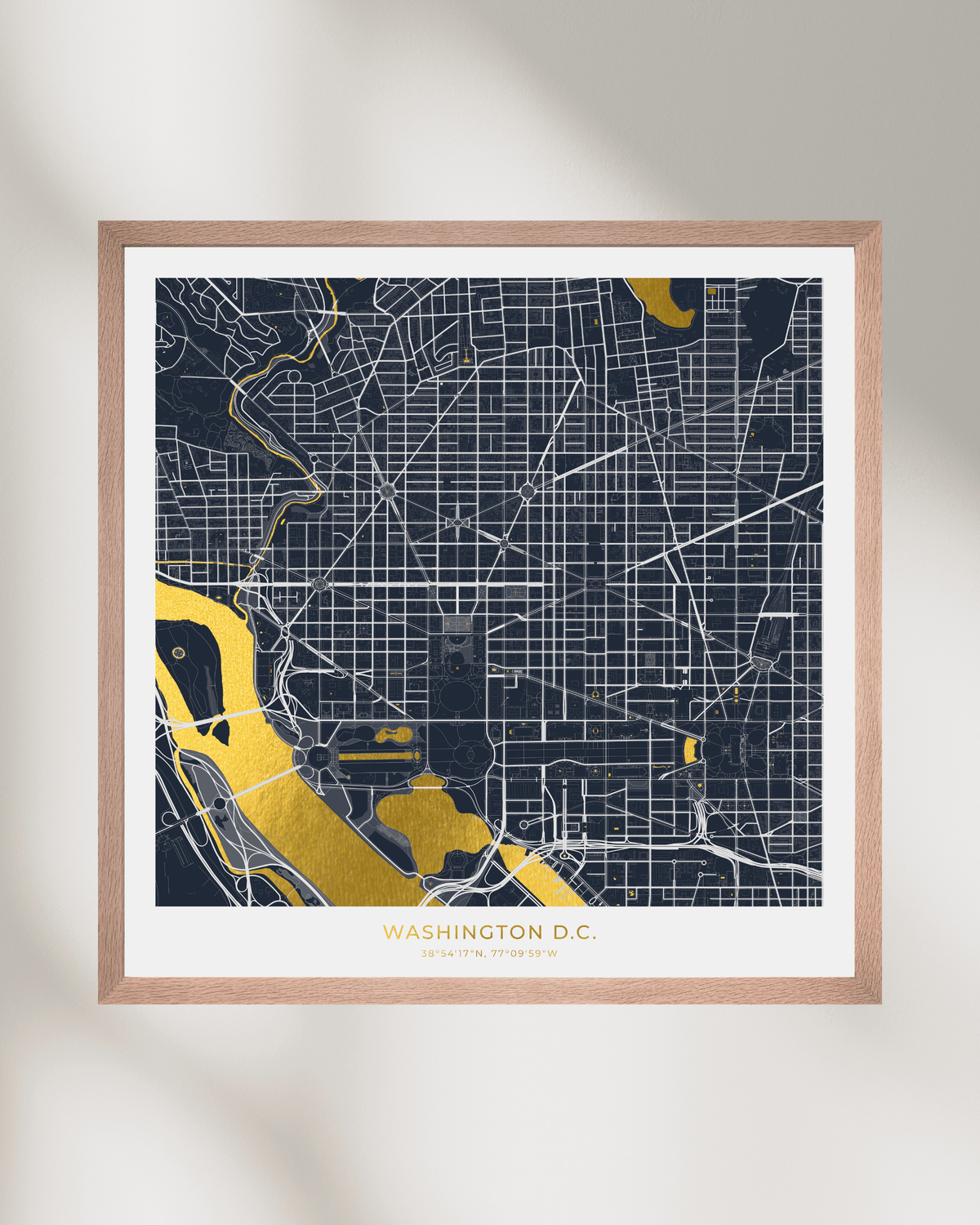 Map of Washington D.C. - Gold Foil Fine Art Print