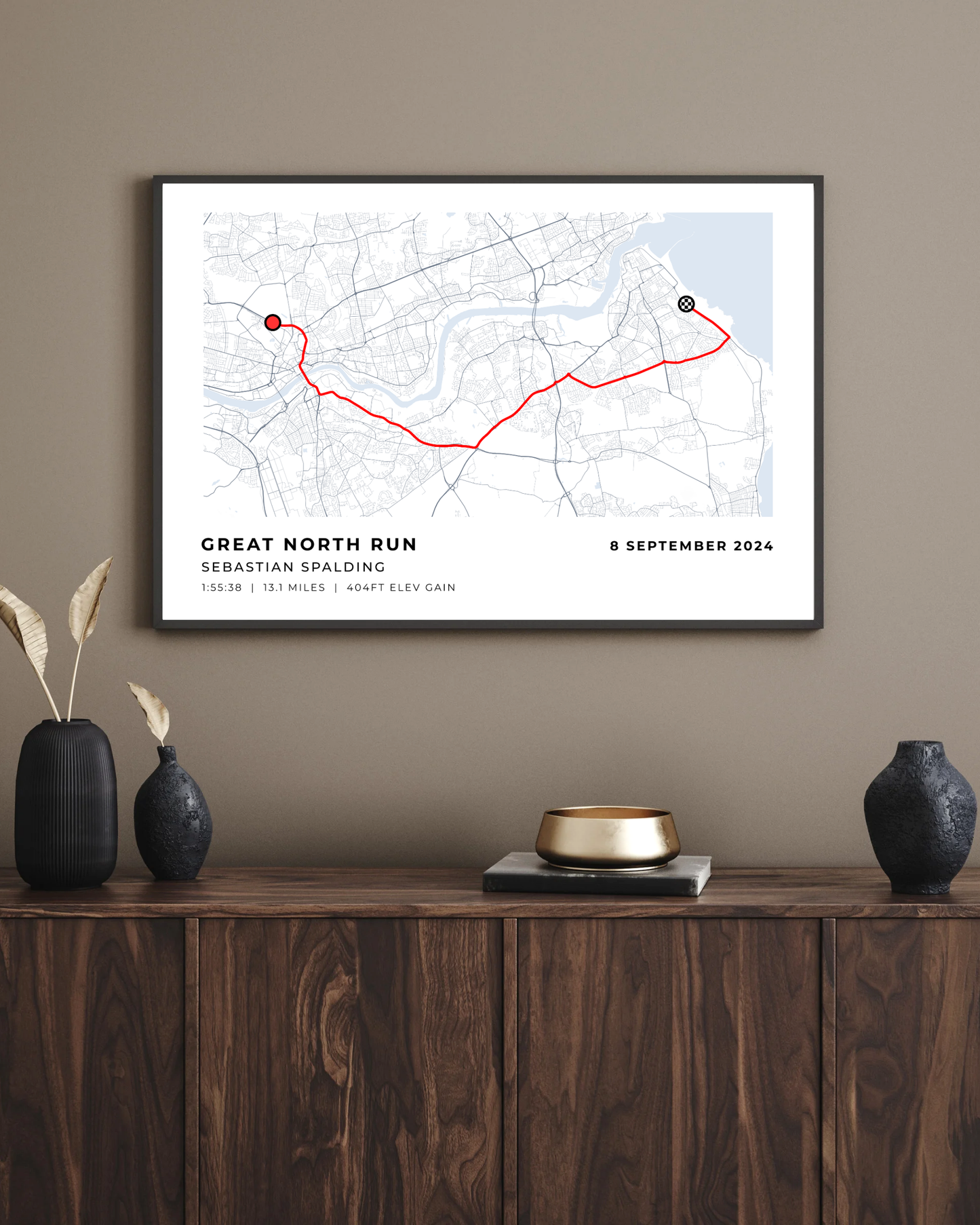 Great North Run 2024 - personalised map print