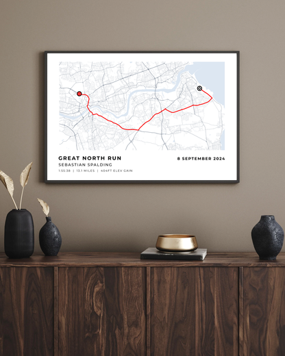 Great North Run 2024 - personalised map print