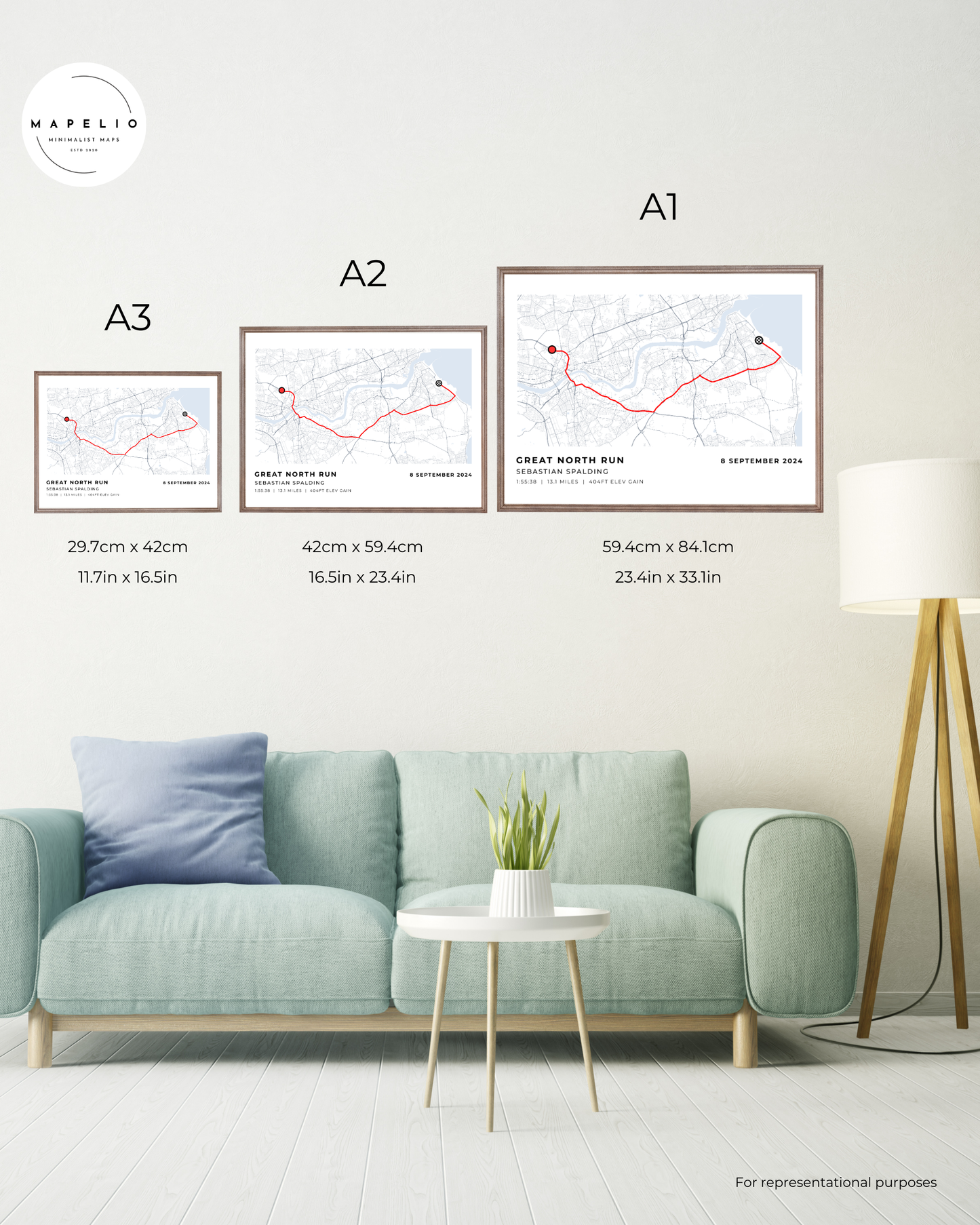 Great North Run 2024 - personalised map print